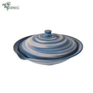 Shiboridashi artisanal nerikomi 70ml, théière wabi sabi sans anse bleu et blanc