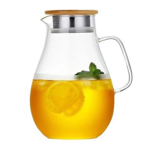 Pichet théière verre borosilicate 1,5 à 2,5L, filtre inox, compatible feu direct, style scandinave