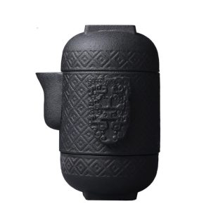 Service à thé japonais kyusu hohin 250ml, théière sans poignée et 2 tasses assorties, céramique artisanale