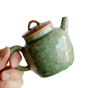 Théière chinoise céladon 100ml, porcelaine artisanale verte pour infusions multiples thé précieux
