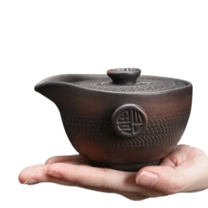 Houhin kyusu japonaise artisanale 150ml, argile gravée pour thés délicats