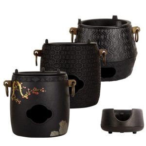 Brasero japonais en fonte, chauffe théière traditionnel pour cérémonie du thé et gong fu cha