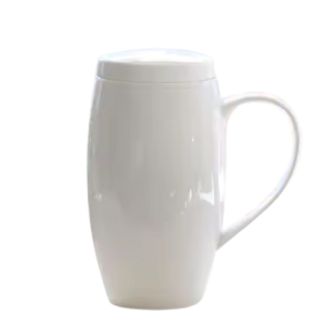 Grand mug porcelaine bone china 720ml blanc scandinave avec couvercle