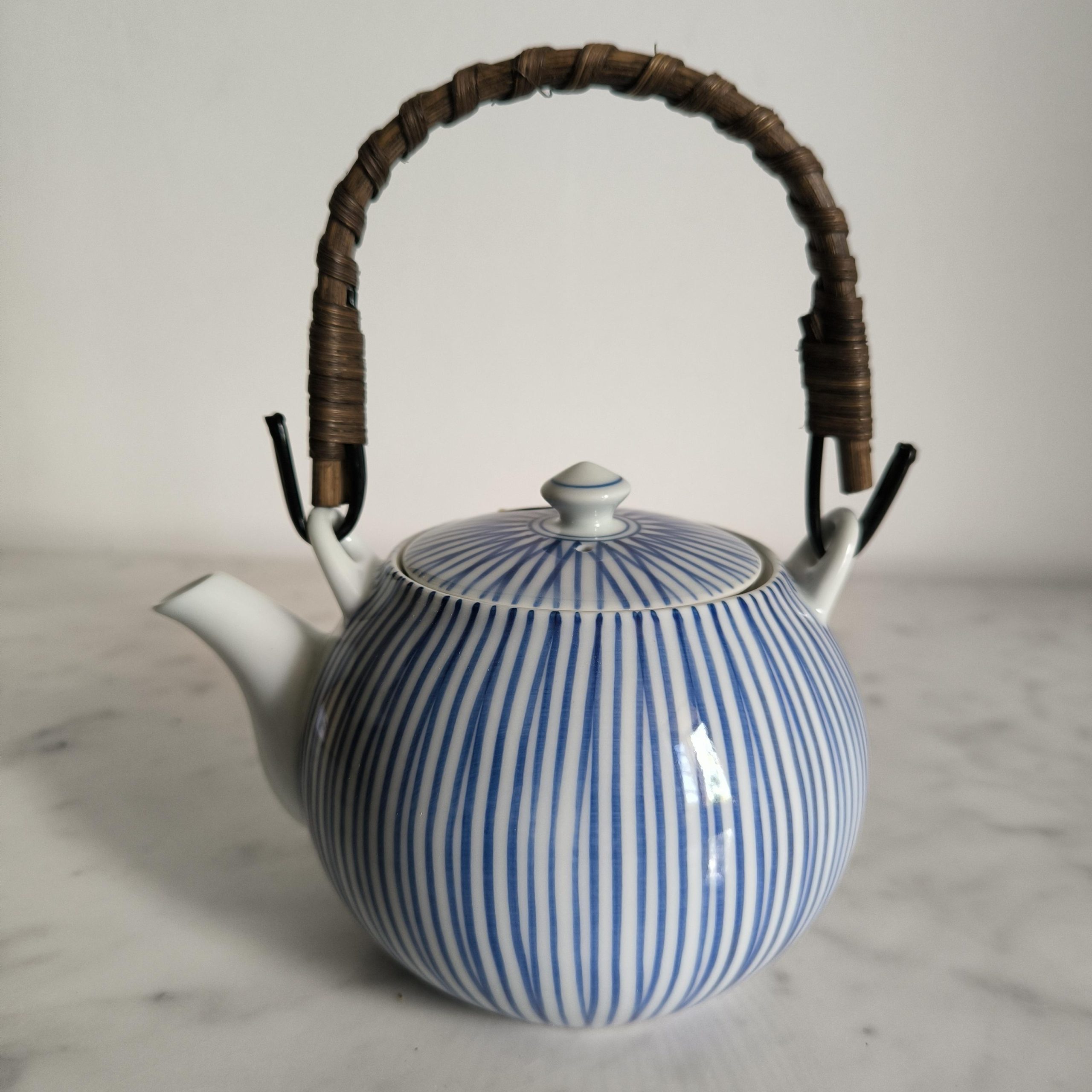 Théière japonaise porcelaine blanche bleue double filtre, kyusu uwade yokode 320ml 500ml