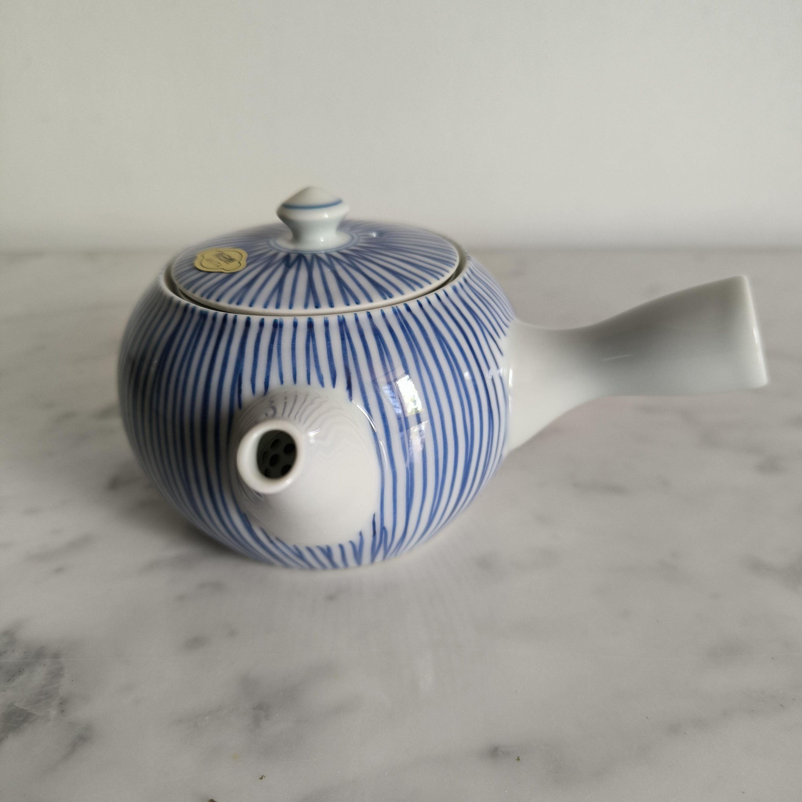 Théière japonaise porcelaine blanche bleue double filtre, kyusu uwade yokode 320ml 500ml